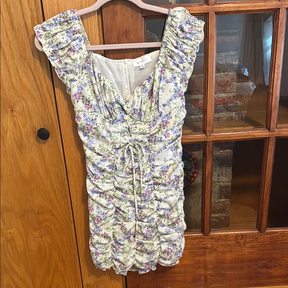 MARBLE Floral Dress with Purple and Green Accents